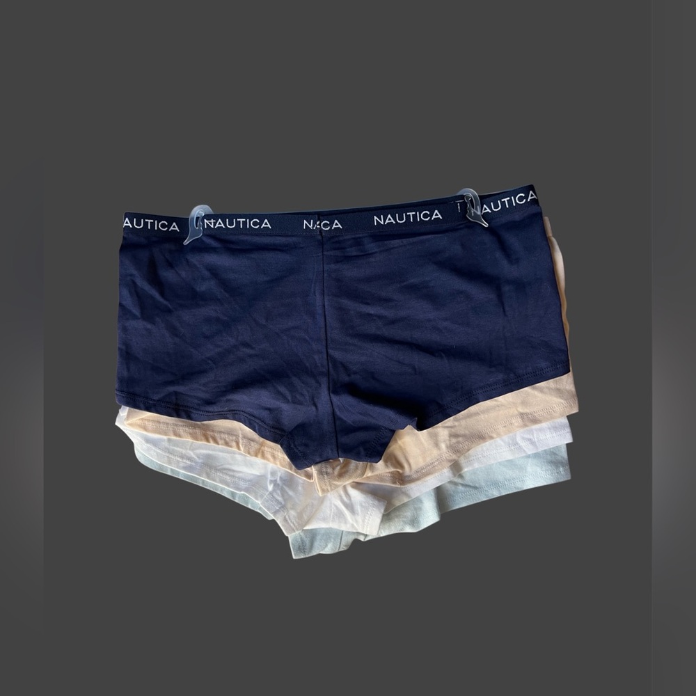 Nautica Women's Navy, Cream & White Boyshort Panty 4 Pack